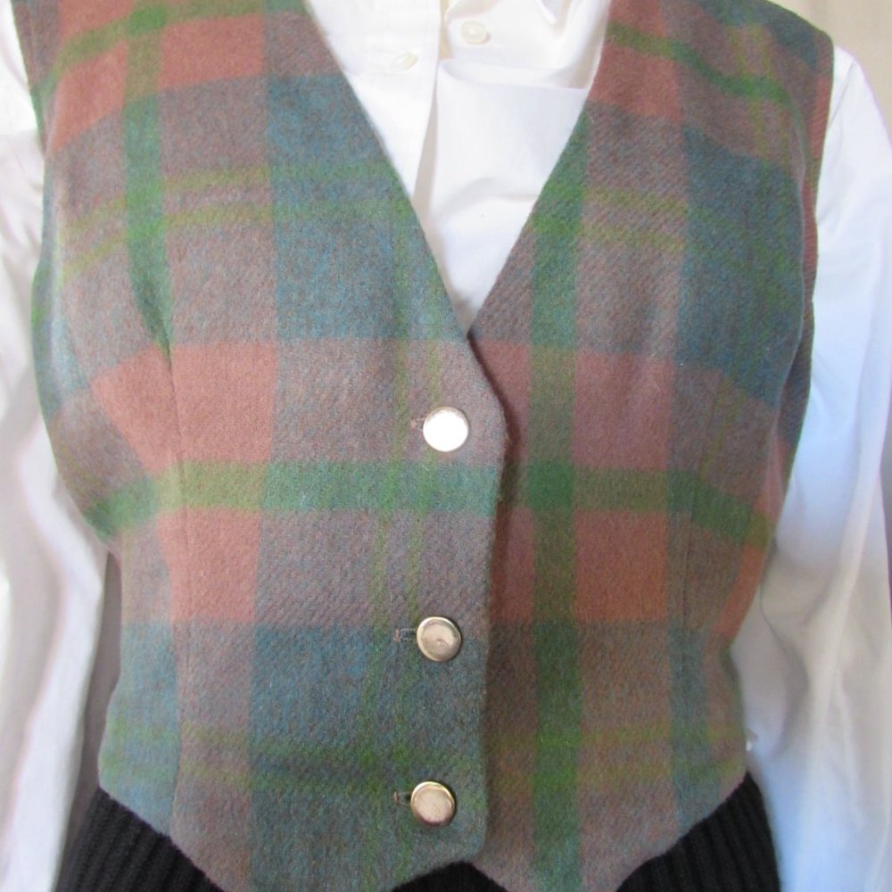 SALE Vintage Plaid Short Jacket & Weskit Vest - Picture 5 of 10